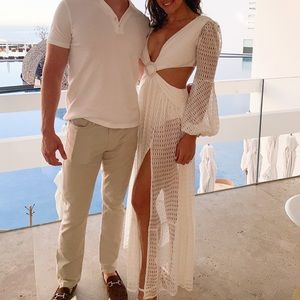 PatBO X REVOLVE Cut Out Long Sleeve Beach Dress in White